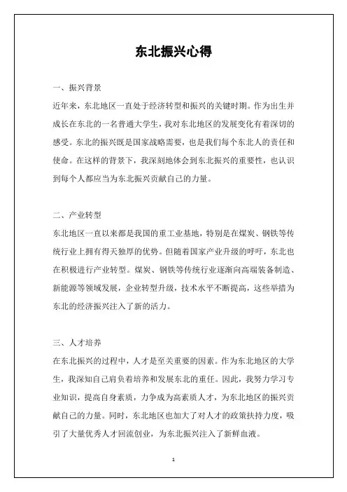 东北振兴心得
