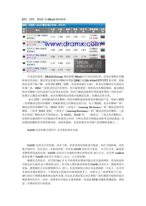 ETT、UTT、TCCC等DRAM颗粒解析