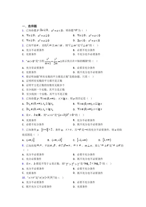(好题)高中数学选修1-1第一章《常用逻辑用语》测试(含答案解析)