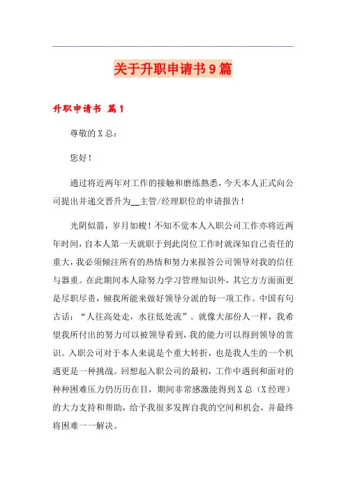 关于升职申请书9篇
