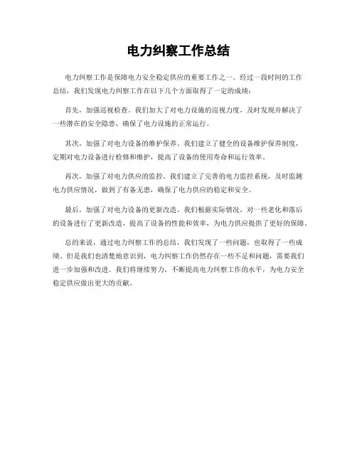 电力纠察工作总结