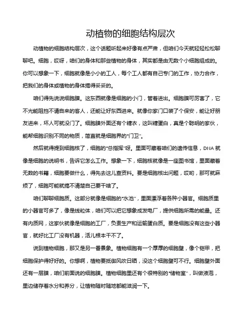 动植物的细胞结构层次