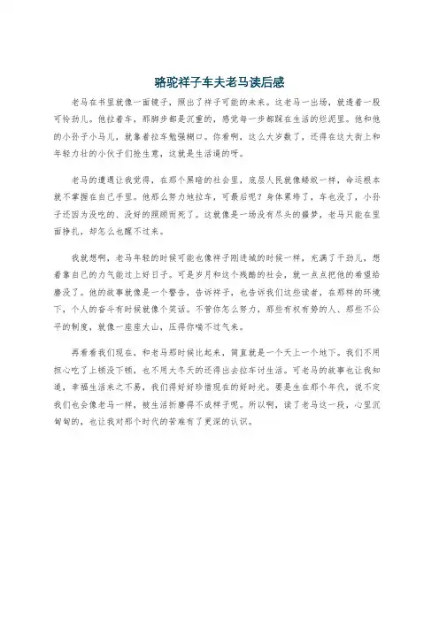 骆驼祥子车夫老马读后感