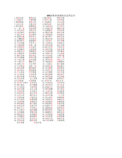 2015年高考复习100组极易混淆的音近形近字