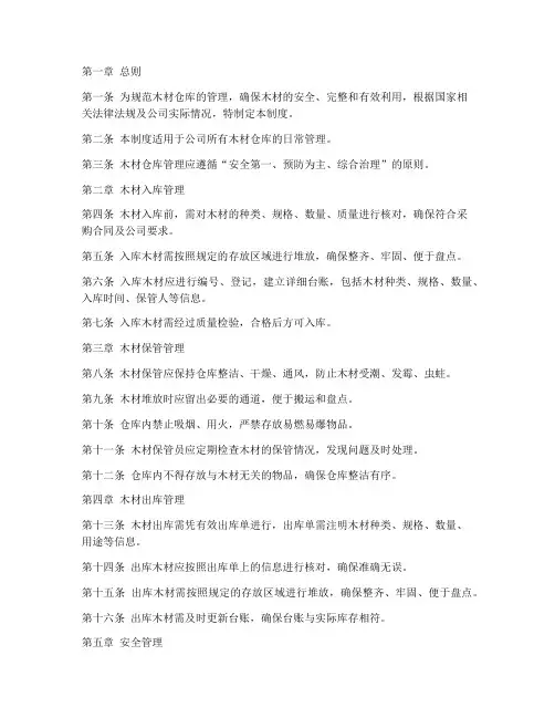 木材仓库规章管理制度