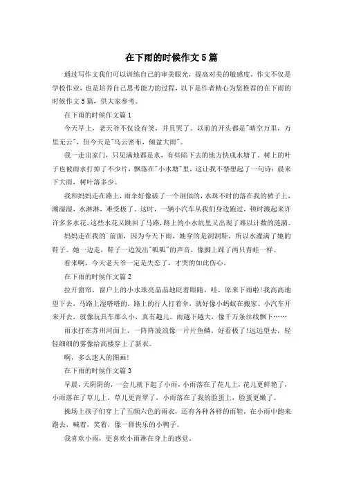 在下雨的时候作文5篇