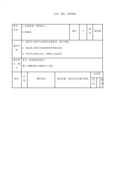 体育与健康人教六年级全一册足球球性、球感教案