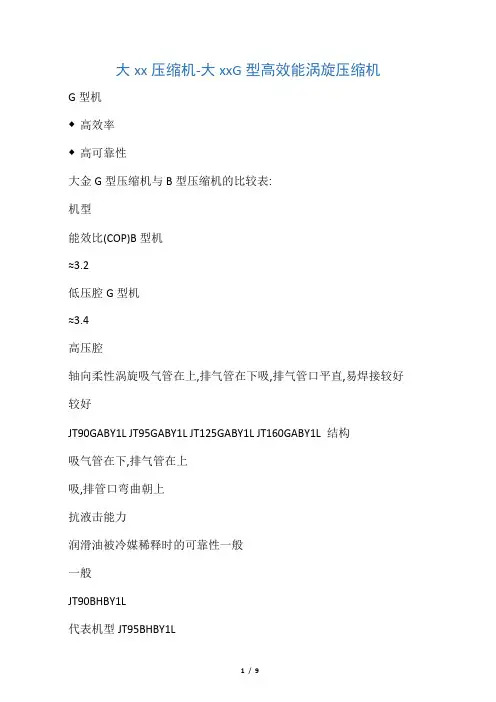大金压缩机-大金G型高效能涡旋压缩机