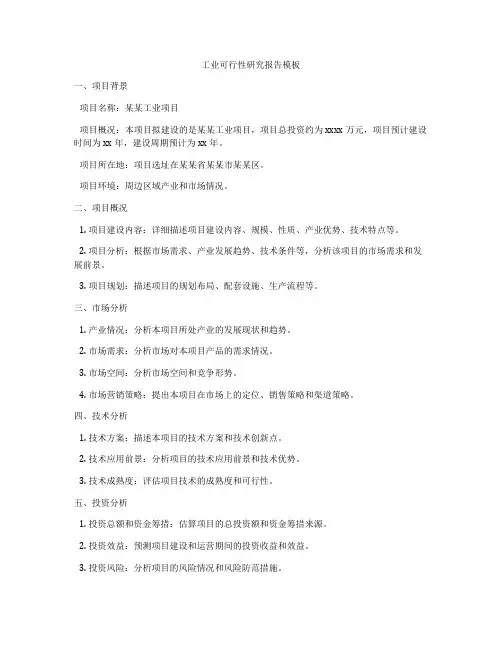 工业可行性研究报告模板