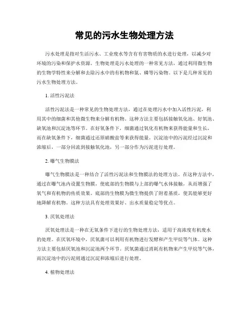 常见的污水生物处理方法