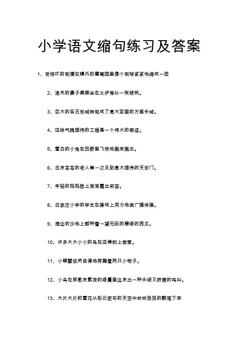 小学语文缩句练习及答案