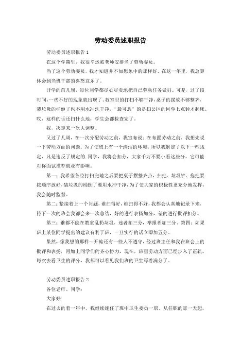 劳动委员述职报告
