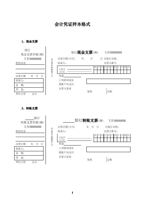 会计中各种原始凭证样图