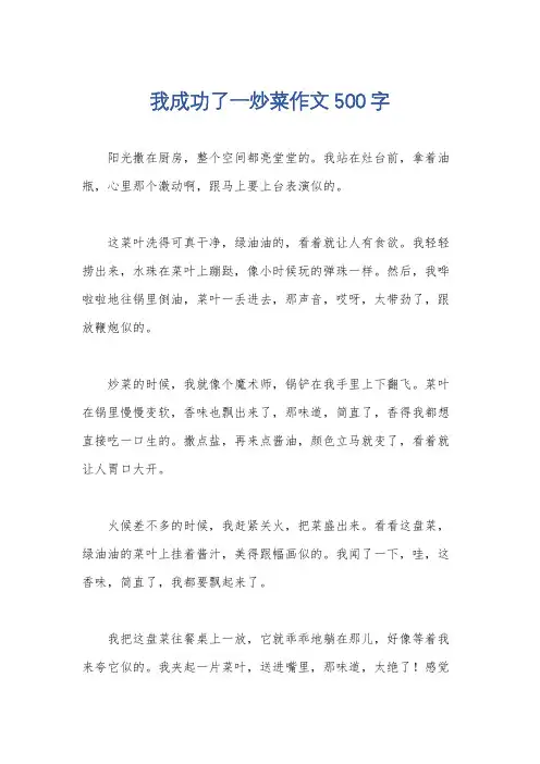 我成功了一炒菜作文500字