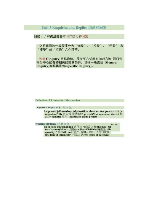 外贸英语函电Unit3-询盘和回复(精)