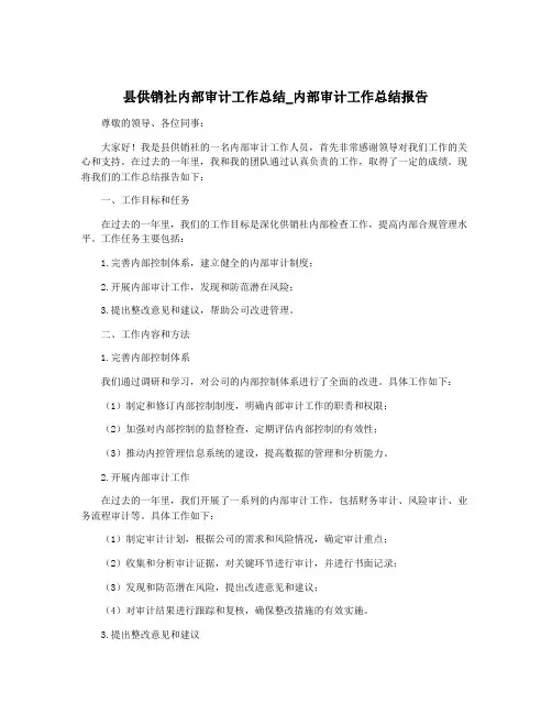县供销社内部审计工作总结_内部审计工作总结报告