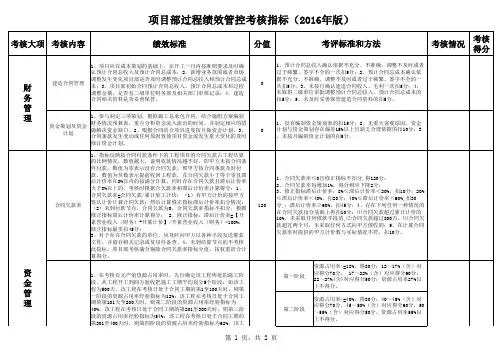 项目部考核财务指标