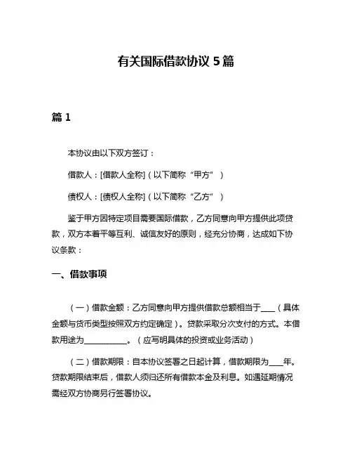 有关国际借款协议5篇
