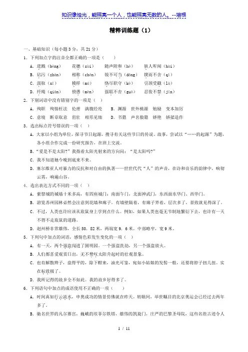 2012中考语文精粹试题训练1(四川专用)