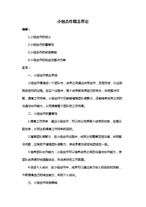 小组合作概念界定