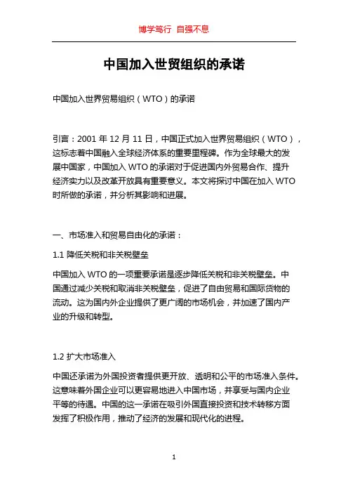 中国加入世贸组织的承诺