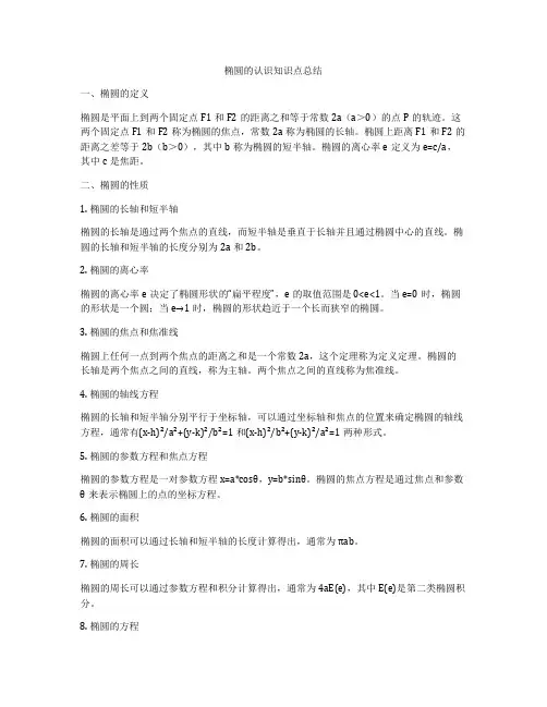 椭圆的认识知识点总结