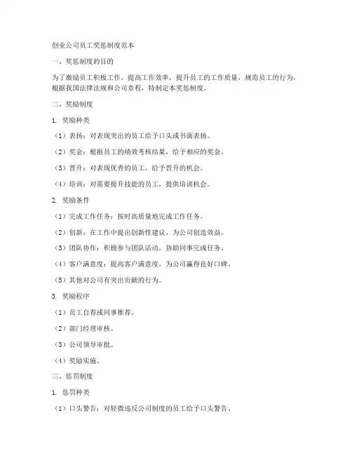 创业公司员工奖惩制度范本