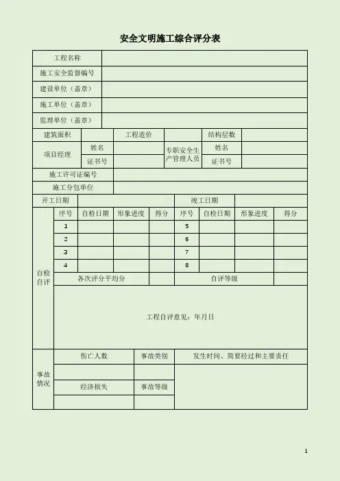 安全文明施工综合评分表
