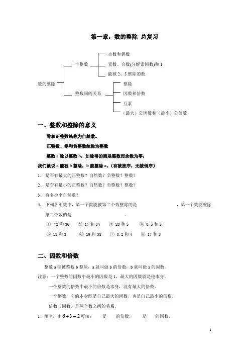 第一章数的整除知识点复习及题库