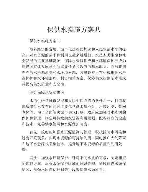 保供水实施方案共