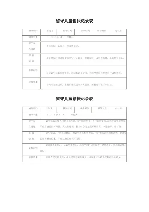 201留守儿童帮扶记录表