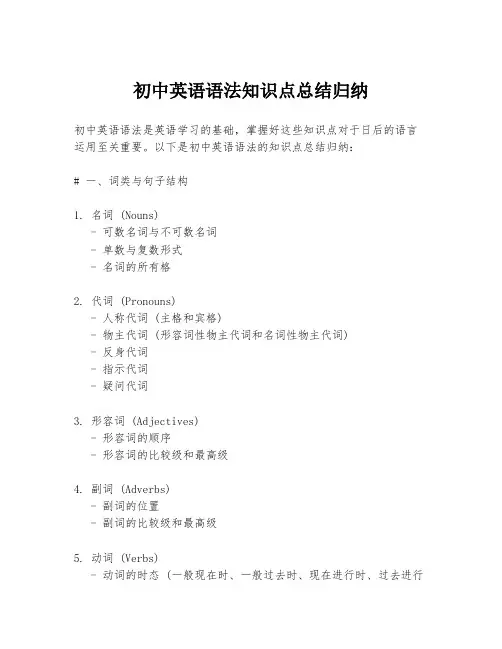 初中英语语法知识点总结归纳