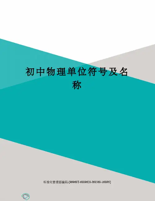 初中物理单位符号及名称