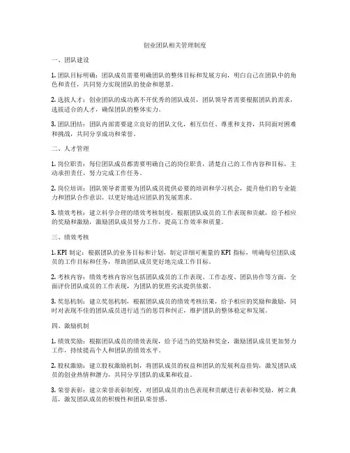 创业团队相关管理制度