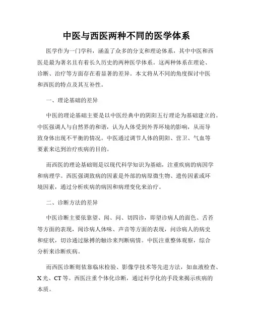 中医与西医两种不同的医学体系