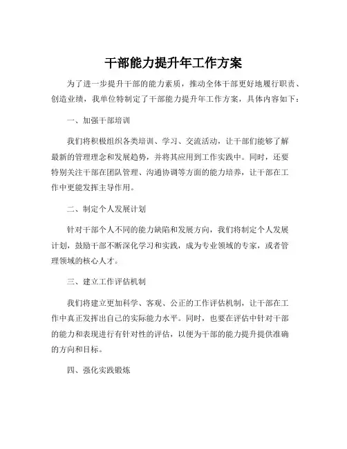 干部能力提升年工作方案