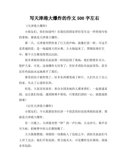 写天津港大爆炸的作文500字左右