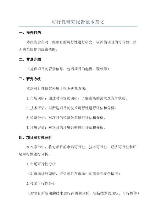 可行性研究报告范本范文