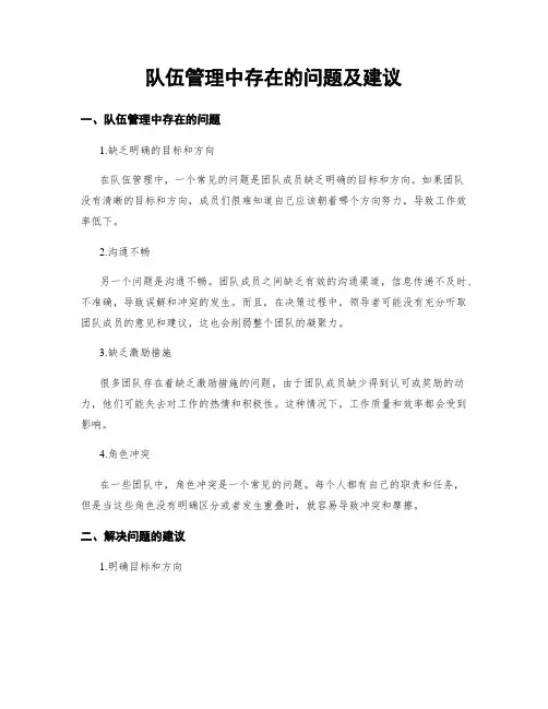 队伍管理中存在的问题及建议