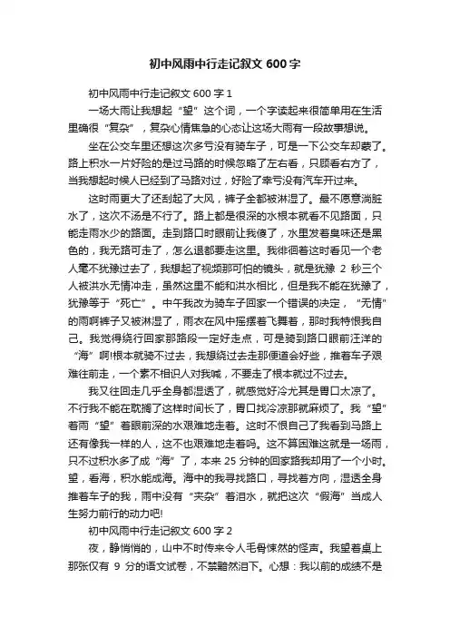 初中风雨中行走记叙文600字