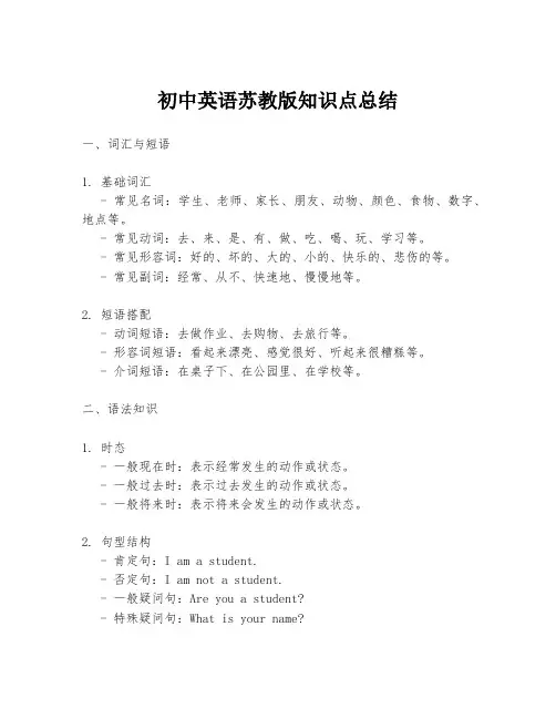 初中英语苏教版知识点总结
