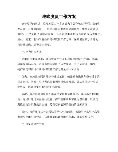 迎峰度夏工作方案