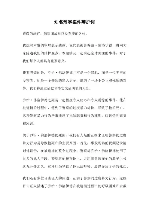 知名刑事案件辩护词