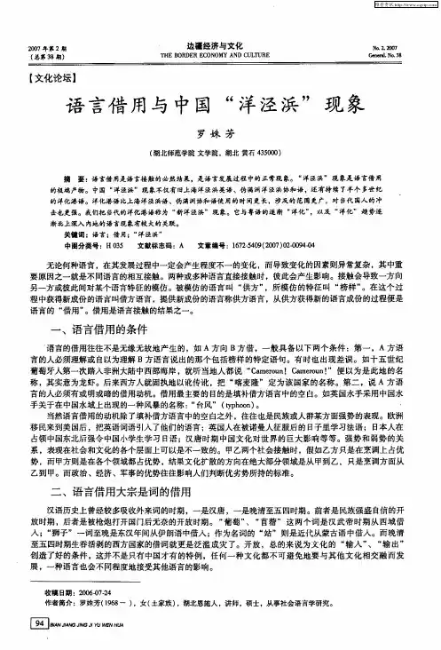 语言借用与中国“洋泾浜”现象
