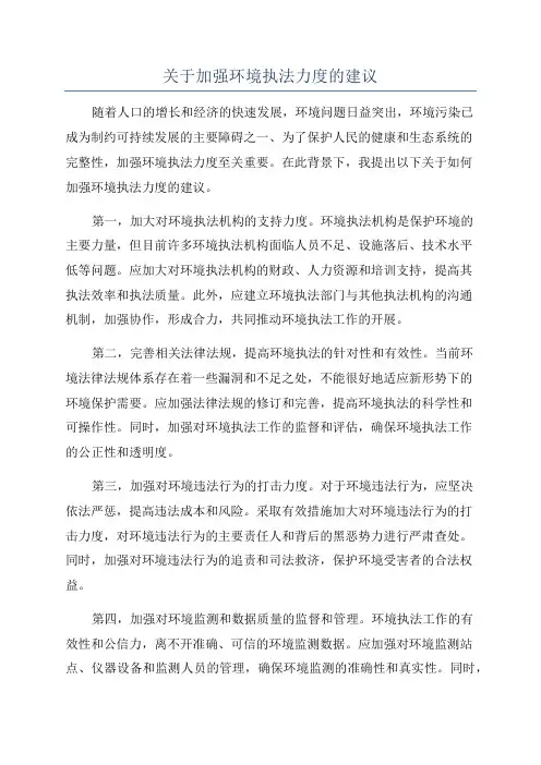 关于加强环境执法力度的建议