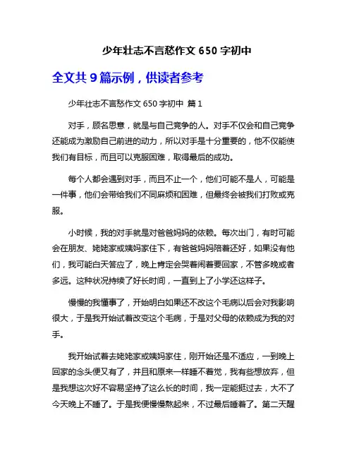 少年壮志不言愁作文650字初中