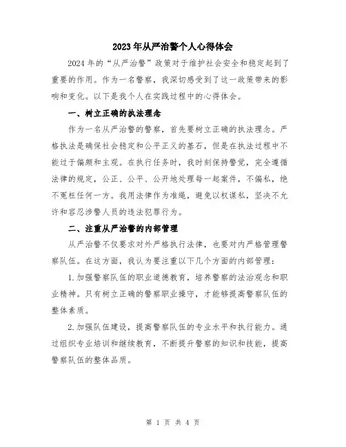 2023年从严治警个人心得体会