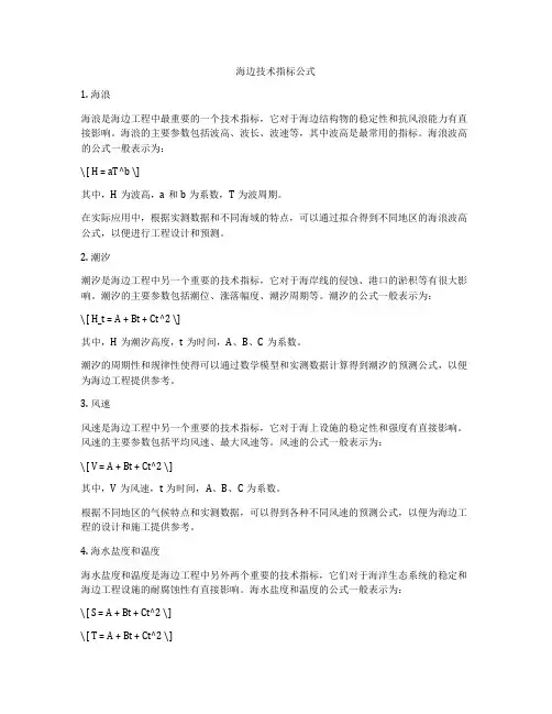 海边技术指标公式