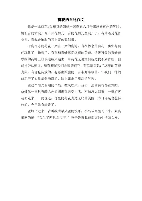 荷花的自述作文