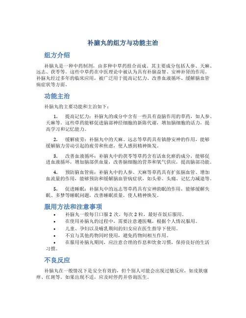 补脑丸的组方与功能主治